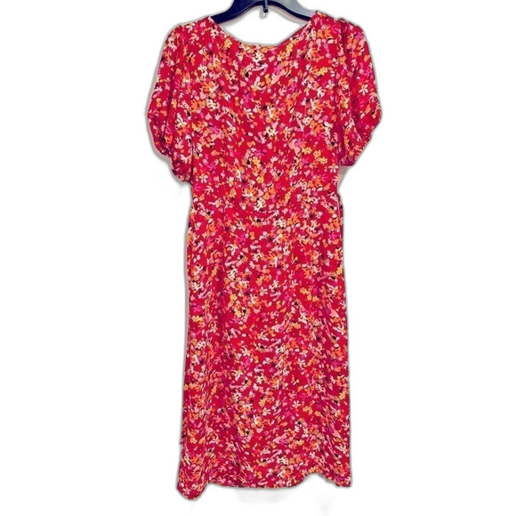 Sanctuary Women's Floral Puff Sleeve Midi Dress Red, Sunset Bloom size 6 - Picture 7 of 8